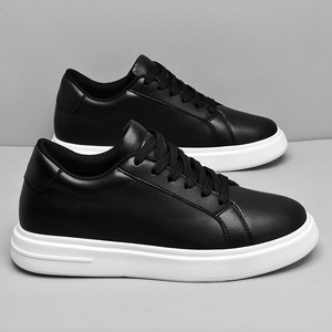 <span class=keywords><strong>Chaussures</strong></span> de skate tendance pour hommes, hauteur invisible de 8 cm, dessus en cuir véritable, semelle intermédiaire en EVA, grande couche de semelle, blanches, tendance - Product Image 4