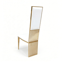 Chaise moderne à dossier haut en acier inoxydable doré, chaise de banquet de luxe pour mariage, hôtel, réception d'événements
