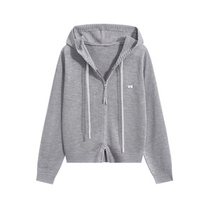 Nuovo Cardigan da <span class=keywords><strong>donna</strong></span> estivo con cappuccio lavorato a <span class=keywords><strong>maglia</strong></span> in <span class=keywords><strong>lino</strong></span> di seta con doppia cerniera giacca a maniche lunghe rilassata felpa con cappuccio - Product Image 3