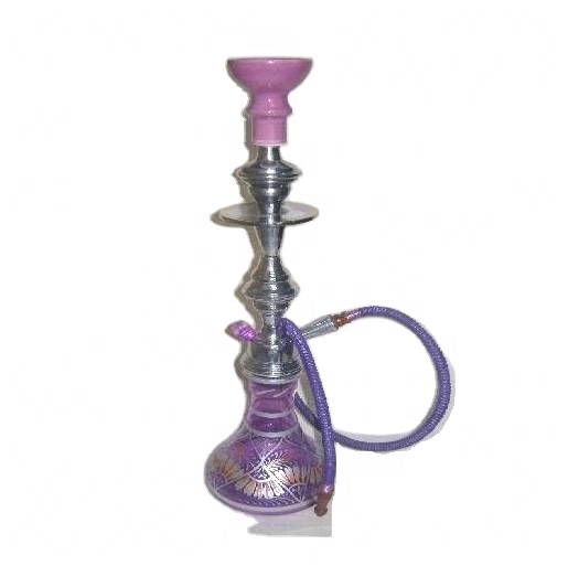 Purple Coloured Glass and Metal Hookah