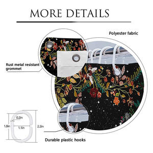 Moon Phase Moonlit Celestial Flower Decoración para el hogar Accesorios de baño Alfombras Juegos de cortinas de Ducha - Product Image 3