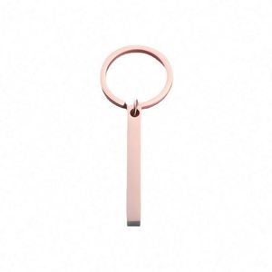 Strip Bar <b>Keychain</b> Blank Stainless Steel Keyring for Promotion Custom Logo 3D Engraving Stamping Rectangle Metal Blank Key Chain - Product Image 3