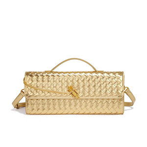 Bolso de Mano Tipo Acordeón de PU Tejido para <span class=keywords><strong>Mujer</strong></span>, Bolso Bandolera Pequeño, 30cm, Logotipo Personalizado OEM, Bolso de Moda - Product Image 5