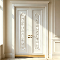 Porte d'entrée simple/double en bois massif noyer/ébène sculpté pour maison avec dessus décoratif, porte extérieure