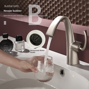 All-copper Single Handle <b>Brushed</b> Ceramic Lift Type High-End Gun Gray Hot/Cold Water Mixer <b>Deck</b> Mounted Modern Design Bathroom 06 - Product Image 4