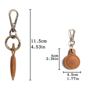 Funda de Cuero Genuino de Vaca Estilo Retro de Lujo para Airtags, con Llavero, Venta al Por Mayor de Fábrica - Product Image 2