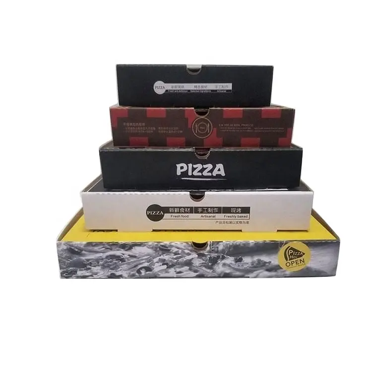 卸売工場段ボール紙ピザ包装ボックスカスタマイズロゴ印刷食品グレード防腐剤CMYKPantone印刷ボックス