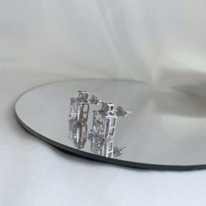 Dylam Rhodium Plated Sterling <b>Silver</b> Ice Cut Lab Diamond Cubic Zirconia Solitaire Main Stone <b>Earrings</b> CZ <b>Stud</b> <b>Earrings</b> - Product Image 3