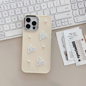 Funda para iPhone 13 con diseño de corazón de perla blanca lechosa, tridimensional, compatible con iPhone 11, 14, 15, 16, 17 y Pro Max, estilo pequeño. - Product Image 2
