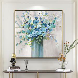 Hand Painted Floral Oil Painting Modern Minimalist Living Room Sofa Background <b>Wall</b> Art With Metal <b>Frame</b> Impressionism Style - Product Image 4