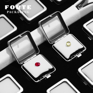 Plateau de présentation de bijoux FORTE en cuir PU noir et blanc, boîte en métal faite à la main pour pierres précieuses et diamants, vente en gros - Product Image 1