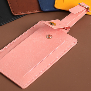 Etiqueta de Equipaje de Viaje de Cuero PU de Doble Cara con Diseño de Botones, Creativa, Resistente al Agua, Duradera, Antipérdida, para Identificación en el Reemplazo de Equipaje - Product Image 4