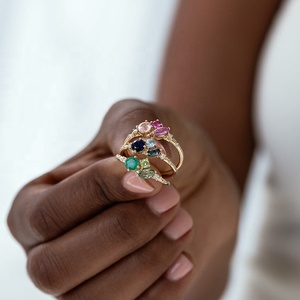 <span class=keywords><strong>Bague</strong></span> en argent sterling 925 plaqué or 14 carats 18 carats <span class=keywords><strong>saphir</strong></span> <span class=keywords><strong>vert</strong></span> émeraude et péridot Cz bagues de bijoux de mode - Product Image 6