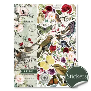 Retro Aufkleber Ästhetische Blumen pflanze DIY dekorative Aufkleber Vintage Sammelalbum für Tagebücher Kit Junk Journal Planer Stationer