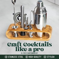 Ensemble de shaker à cocktails en acier inoxydable réutilisable de qualité supérieure, 10 pièces, capacité de 550 ml, shaker Boston, kit de barman personnalisé