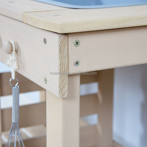 Cuisine de jardin en bois avec évier, tableau noir et étagères de rangement - Cuisine de jeu pour enfants pour des jeux imaginatifs - Product Image 4