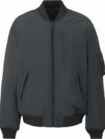 Blouson bomber printemps style streetwear col montant fermeture éclair gris asphalte extérieur polyester unisexe taille M