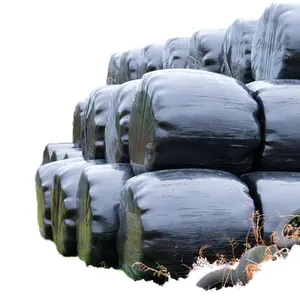 33CM*1600M x 25micron Agricultural Silage pe stretch film Black Color silage bale wrap stretch film