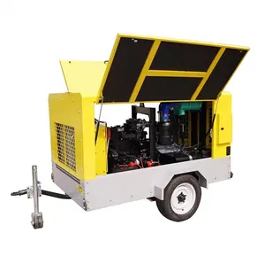 OEM Industrial Machinery 4 Wheels Diesel Screw Air Compressor For Mining Equipment