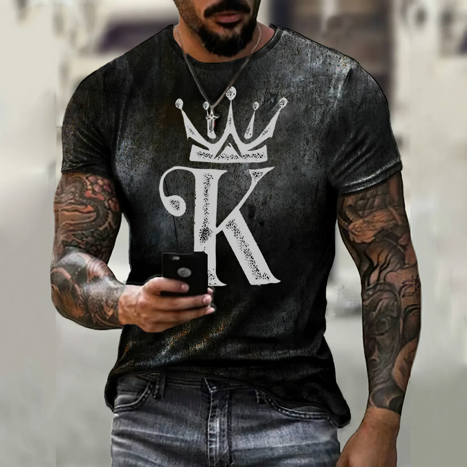 Camisetas para hombre, personaliza tu propio patrón, impresión 3D, espadas, un patrón, camiseta a rayas, camiseta K, camiseta de gran tamaño para hombre