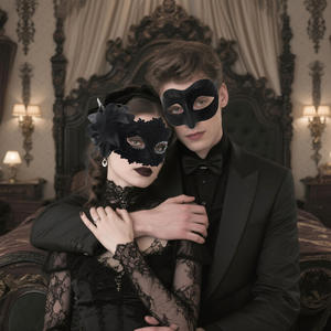 Grenzüberschreitende niedliche Stoff-Tanzmaske mit seitlichem Blumen-Drachenmuster, Schönheitsmuster, Halloween-Party-Karnevalsdekoration - Product Image 2