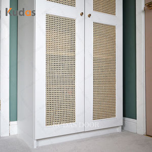 עיצוב מותאם אישית בסגנון מודרני עץ לבן טרטן רשת דלת דלת עץ מלא ארון בגדים ארון בגדים - Product Image 3