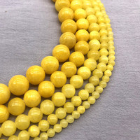 Perles rondes en jade ambré pour la création de bijoux DIY, accessoires de bijouterie en pierre naturelle, nouveautés, vente directe d'usine