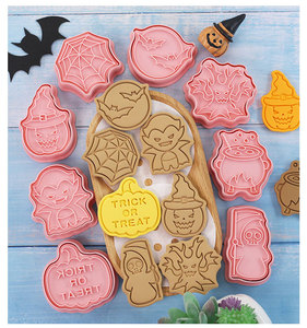 8 emporte-pièces d'Halloween en plastique, moule à pression, tampon, moule Calavera, outils de décoration pour la pâtisserie, la cuisine et les fêtes - Product Image 5