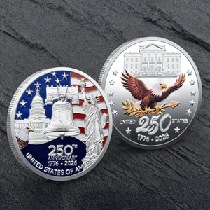 Monete Commemorative del 250° Anniversario dell'Indipendenza degli Stati Uniti con <span class=keywords><strong>Aquila</strong></span>, Placcate e in Rilievo - Product Image 1