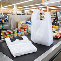 Lot de 1000 sacs en plastique blancs de taille moyenne et grande avec poignées pour restaurant, épicerie, poubelle