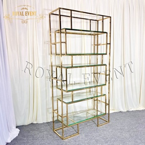 Exhibidor de Vino Rectangular de Acero Inoxidable Dorado para Decoración de Eventos Románticos, Mueble de Bar - Product Image 4