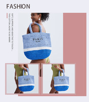 Sac fourre-tout en paille tressé et crocheté pour femme, grande capacité, personnalisé, idéal pour la plage ou le shopping