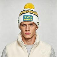 Casquette unisexe pour adultes, marque LEMON, logo personnalisé, 100% acrylique, motif géométrique rayé, tricotée à la machine, appliqué, réglable, pour l'extérieur