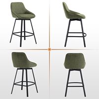 Tabourets de bar pivotants verts très vendus, rembourrés en tissu de lin, chaises hautes pour îlot de cuisine, comptoir de café, bar à domicile, meubles