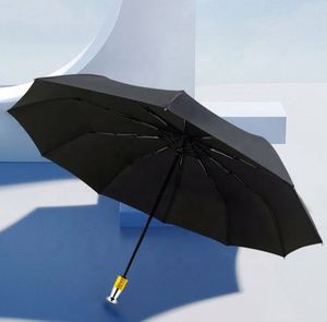 Vente directe usine – Parapluie publicitaire moderne pliant en trois, entièrement automatique, 10 baleines, avec revêtement noir anti-UV, idéal pour homme, cadeau d'affaires - Product Image 3