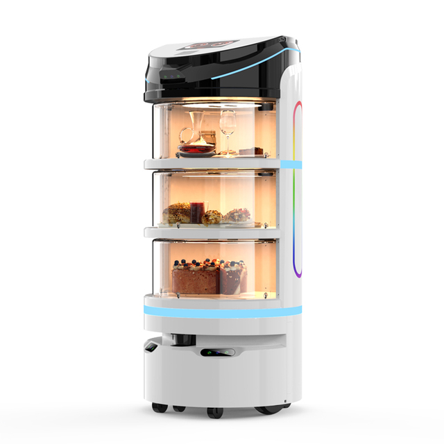 Reeman Smart Food Delivery Robot Restaurant Service Equipment Self Driving Coffee Shop Waiter Auto Charge 15-20H Battery VSLAM