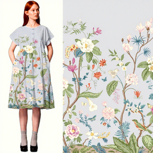 Op maat gemaakte lelie druivenhyacint romantische bloemen bedrukte ademende polyester katoen-achtige stof huistextiel tas slaapkledij meisjes - Product Image 4