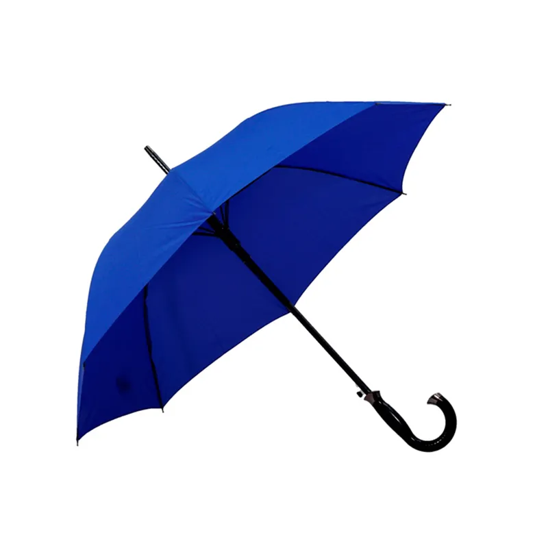 Hochwertiger 23 Zoll gebogener Griff Blauer Regenschirm mit Logo