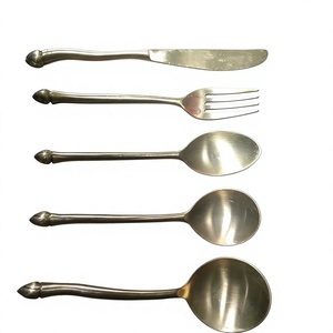Ensemble de couverts minimalistes en laiton, finition mate, résistant à la rouille, pour mariage et repas - Product Image 2
