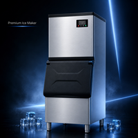 Machine à glaçons commerciale de 136 kg la plus vendue, en acier inoxydable, avec grand bac de stockage pour bar