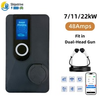 Nouvelles prises de charge pour véhicules électriques 32A 7/11/22kW CA, murales, interface Type 2, prise européenne, entrée 200-220V, pistolet double tête, CE