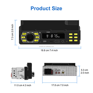 เครื่องเล่น MP3 ในรถยนต์ Podofo แบบ Single Din พร้อมที่วางโทรศัพท์มือถือ วิทยุติดรถยนต์ 12V ไฟหลากสี /BT/SD/AUX-IN/FM - Product Image 5