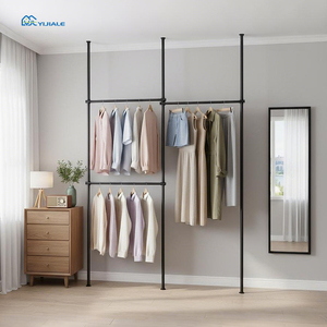 YIJIALE Porte-vêtements professionnel moderne et simple à 2/3 niveaux, rail suspendu, démontable, gain de place, à monter soi-même - Product Image 1