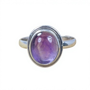 Bague en argent sterling 925 avec améthyste, sertie clos, tendance, chrétienne, faite à la main, bijoux fins anciens certifiés - Product Image 1