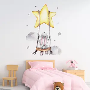 子供のためのスイングウォールステッカーの漫画のウサギ赤ちゃんの部屋の寝室の保育園の装飾の壁のステッカー