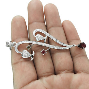 Bijoux fins en argent sterling 925 Belle conception simple Zircon blanc et pierre précieuse de tourmaline Collier pendentif à breloque de luxe OEM - Product Image 3