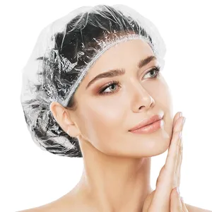 Disposable Shower Caps Bath Caps Plastic Long Shower Cap Transparent Hair Cover for Women Men Spa Hair Salon