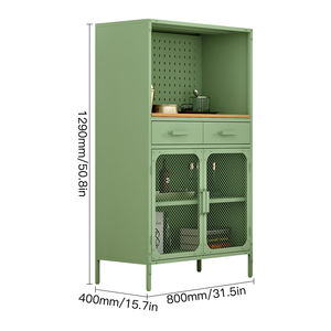 Кухонный металлический шкаф для хранения с выдвижными ящиками и сетчатыми дверями-органайзер для посуды с порошковым покрытием, барный шкаф - Product Image 2