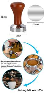 Pressino per Caffè Serie Classica 90x51mm con Manico in Legno Massello e Base in Acciaio Inox, Strumento Premium per Barista 51mm 53mm 58mm - Product Image 4