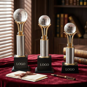 Trofeo de alta calidad perfecto para excelencia académica, eventos culturales y competiciones, trofeo de metal con diamantes y base negra. - Product Image 1